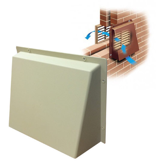 Cream / Buff Hooded Cowl 9" x 9" Vent Cover for Air Bricks Grilles Extractors