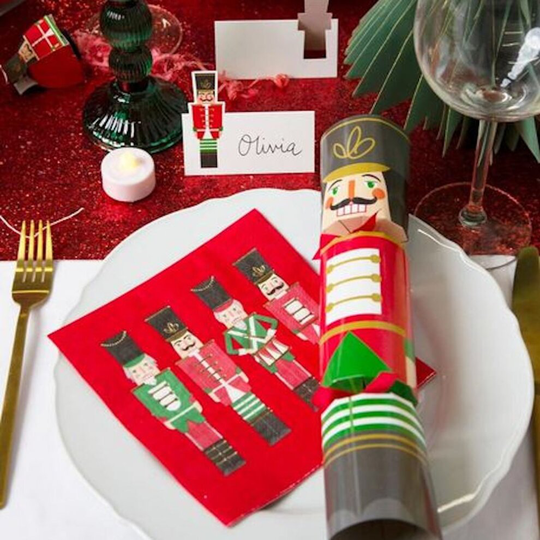 16 Red Christmas Party Paper Nutcracker Napkins, Red Christmas Napkins, Festive Nutcracker Napkins, Traditional Festive Tableware