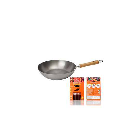 School of Wok Skinny Wok Carbon Steel Healthy Eating Wok, Silver, 13-Inch