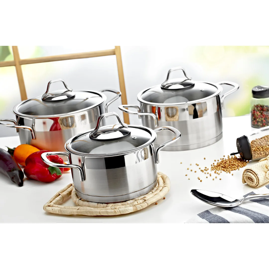 Hal Series 6-Piece Stainless Steel Mini Cookware Set (Gold Handles)