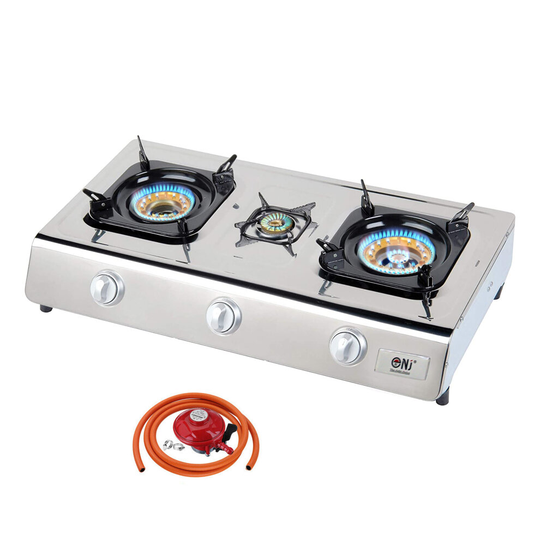 (Propane 37mbar Clip-on 27mm) NJ NSD-3 Camping Gas Stove 3 Burners Indoor LPG
