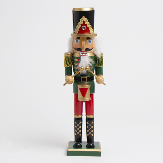 New Festive Feeling 15 Wooden Based Traditional Nutcracker-Green & Red