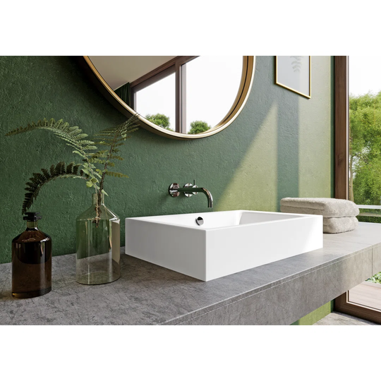 Puro Pergamon Steel Enamel Rectangular Bathroom Sink with Overflow