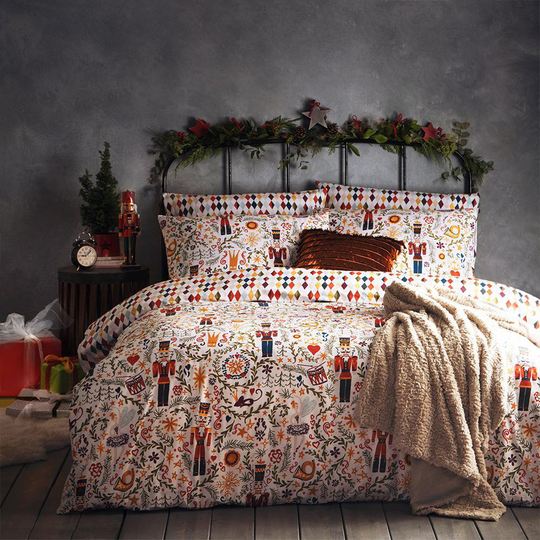 Furn. White Nutcracker Christmas Bedding Set - King