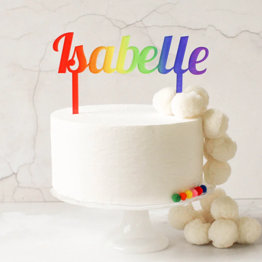 Price Personalised Cake Topper, Rainbow
