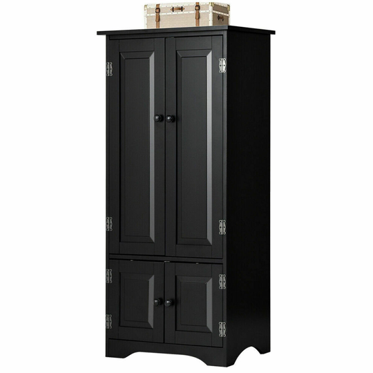 Tall Kitchen Larder Slim Black Pantry Cabinet Cupboard Storage