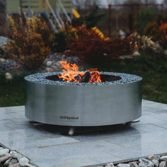 Luna Silver 47Cm H x 119Cm W Wood Burning Outdoor Fire Pit