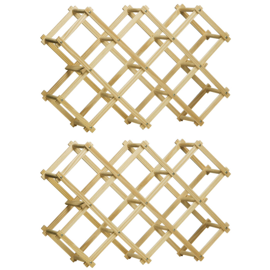 Set Of 2 Folding Pine Wood Wine Rack Upto 10 Bottles Wooden Storage Stand Holder
