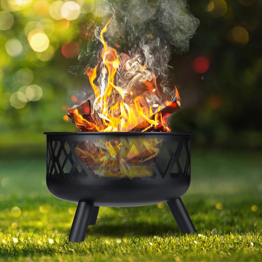 Duffey 58Cm H x 62Cm W Steel Wood Burning Outdoor Fire Pit with Lid