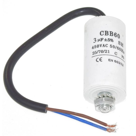 Universal 3UF Capacitor with 19cm Cable Connectors
