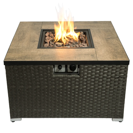 48Cm H x 80Cm Steel Propane Gas Fire Pit Table with Lid