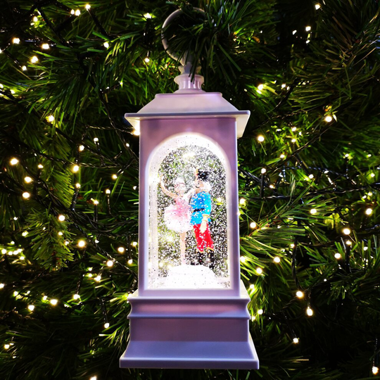 Christmas Water Lantern Nutcracker And Ballerina White LED Snow Globe