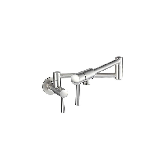CWM Pot Filler Faucet Stainless Steel Commercial Wall Mount Kitchen Sink Faucet Folding Stretchable with Single Hole Two Handles