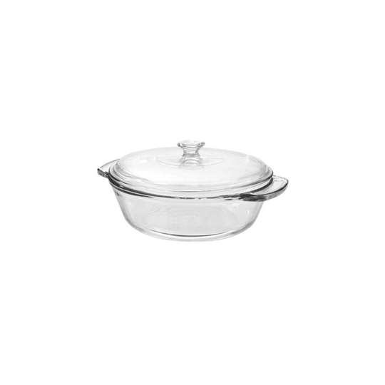 (1.5 Litres) Anchor Hocking Large Round Glass Ovenware Casserole Dish With Lid Oven To Table