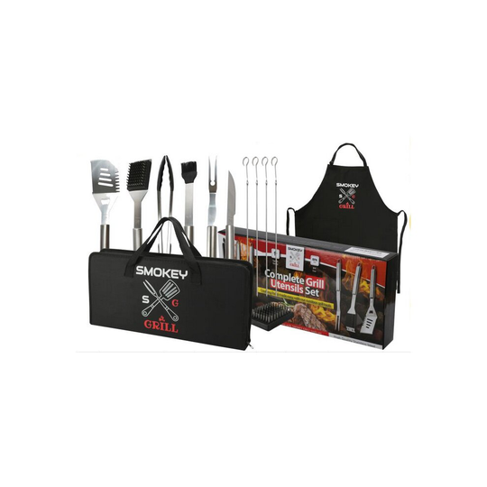 BBQ Grill Accessories Heavy Duty Grilling Utensil Set with Carrying Bag Skewer