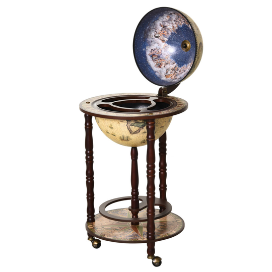HOMCOM Globe Shaped Mobile Mini Drink Cabinet Bottle Holder w/ Wheels