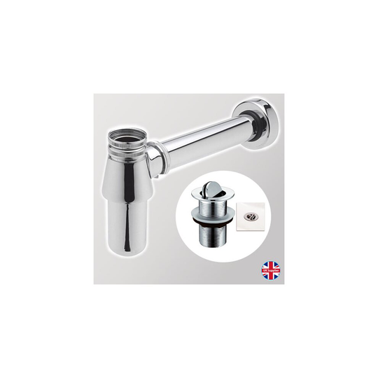 CHROME BOTTLE TRAP WASTE BATHROOM BASIN SINK PIPE UNSLOTTED SWIVEL WASTE