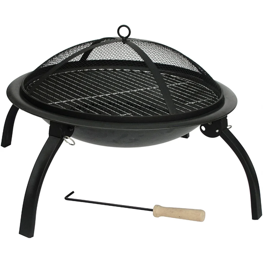 56Cm H x 100Cm W Steel Charcoal Outdoor Fire Pit with Lid