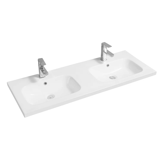 Mid-Edge Ceramic 121Cm Double Inset Basin With Oval Bowl