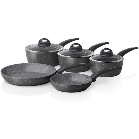 Tower Cerastone T81276 Forged 5 Piece Pan Set with Non-Stick Coating and Soft Touch Handles, 18/20/22 cm Saucepans and 20/28 cm Frying Pans,