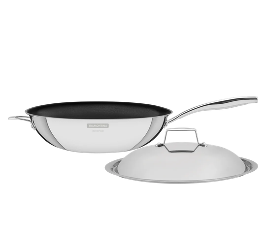 Tramontina Grano 3-PLY Stainless Steel with Non-stick Wok with Lid 32 cm (5.2l)