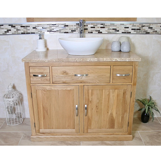 Thaddeus Solid Oak 1000mm Free-Standing Vanity Unit