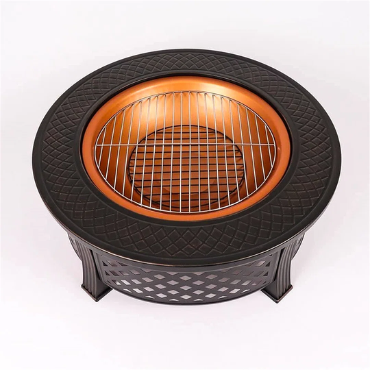 Bulle 35Cm H x 80Cm W Steel Wood Burning Outdoor Fire Pit with Lid
