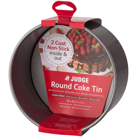 Judge Bakeware, 7"/18cm Non-Stick Round Cake Tin, Loose Base