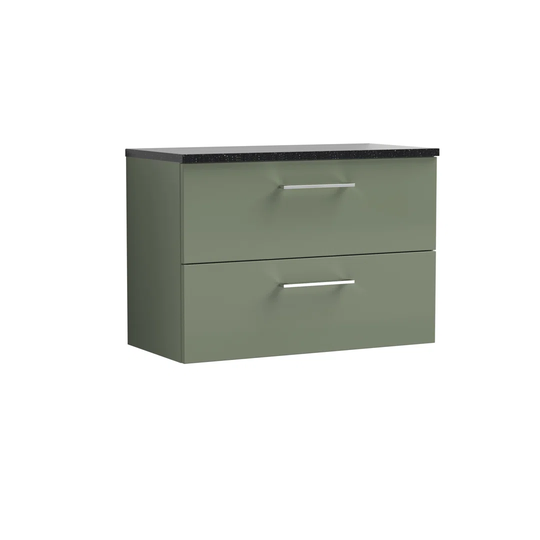 80.5Cm Wall Mounted Single Bathroom Vanity Base Only in Green Satin