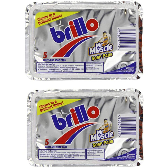 Brillo Pads 2 x 5 Pack soap Pads. Ideal for Cleaning pots Pans barbecues, Grills, ovens