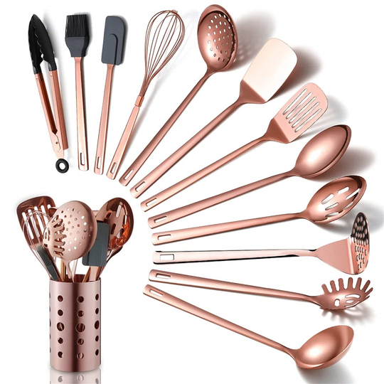 Copper Kitchen Utensils Set With Titanium Rose Gold Plating(13 Packs)