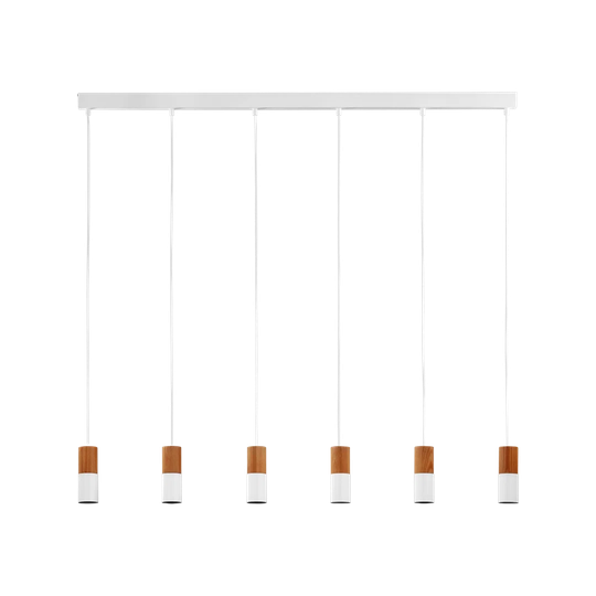 Evangel 6 - Light Kitchen Island Cylinder Pendant with Wood Accents