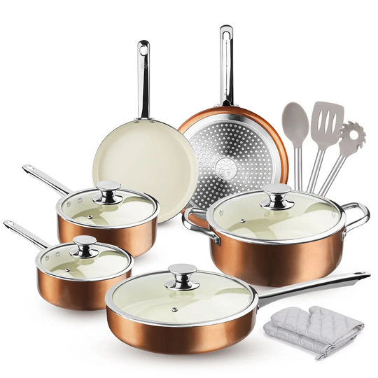 Belfry Kitchen Homewood 10 Piece Stainless Steel Non Stick Cookware Set