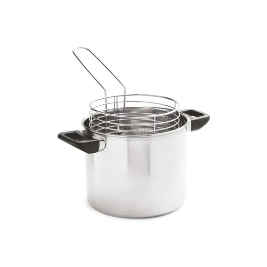 Vinod Stainless Steel Tall Deep Chip Pan Fryer ROBUST Stainless Steel Basket 19 cm