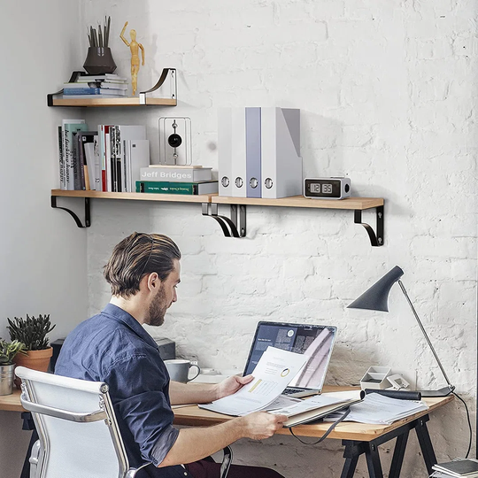 Floating Shelves Wood Wall Mounted Shelf, Rustic Shelves Set Of 3, 18Kg Weight Capability, Solid Metal Wall Shelf For Bedroom, Bathroom, Living Room,
