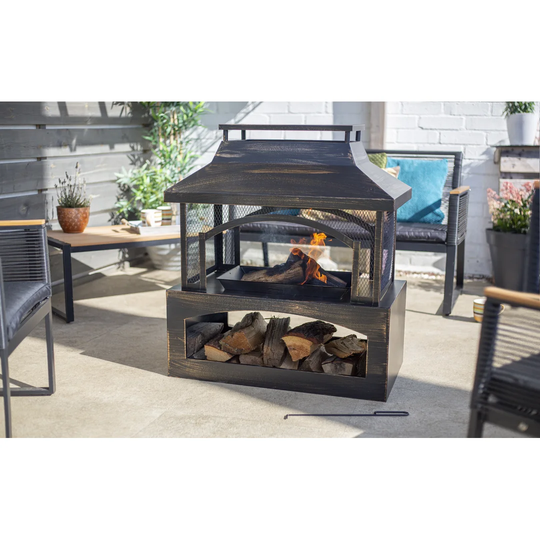 94Cm H x 82Cm W Steel Wood Burning Outdoor Fireplace