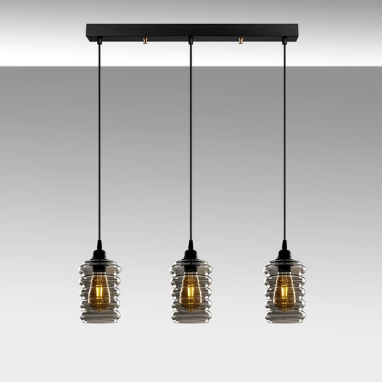 Payson 3 - Light Kitchen Island Jar Pendant with Glass Accents