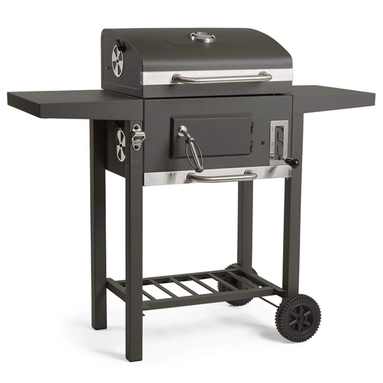 Compact Charcoal BBQ Barbecue With Warming Rack, Adjustable Height & Temperature Gauge Portable, Bottle Opener Feature, Ash Catcher & Additional Sto