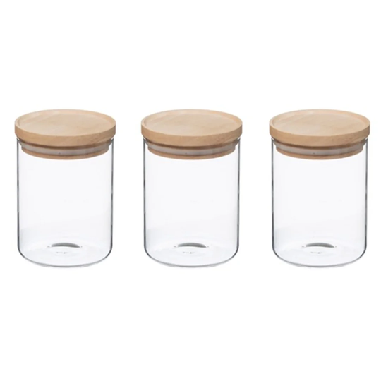 Glass 3 Piece Storage Jar Set 1L Each
