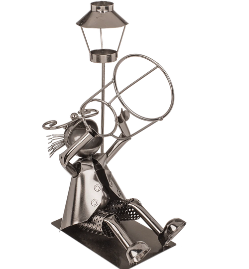 Behren 1 Bottle Tabletop Wine Bottle & Glass Rack in Gray/White