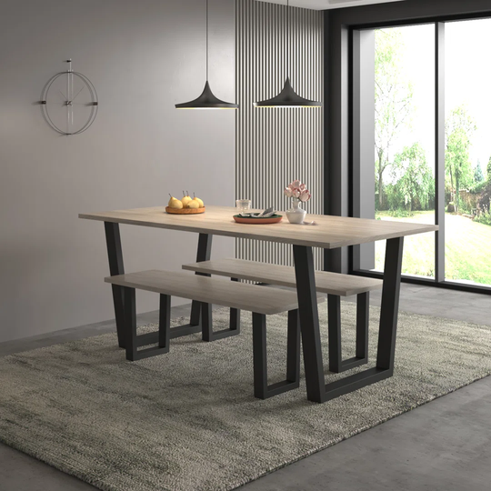 Dudley 1.8M Dining Table Set With 2 Bench