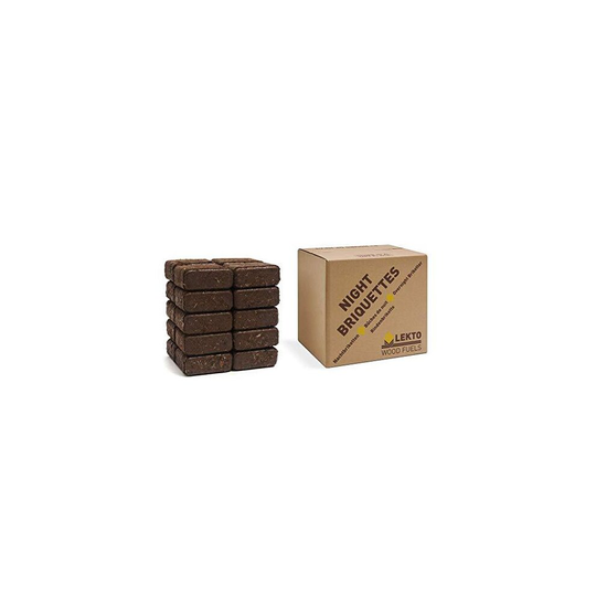 Lekto Woodfuels Night Briquettes 20kg (20 Briquettes) | Up to 8 Hour | Burn Ideal for Wood Stoves Log Burners Fire Pits Open Fires | Compressed Wood