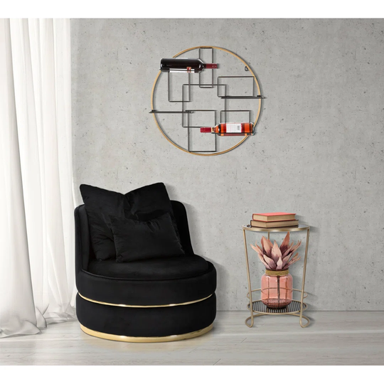 Ballinderry Tabletop Wine Bottle & Glass Rack in Black/Gold