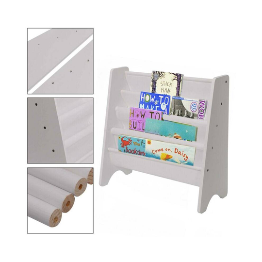 Modern Kids Children Book Shelf Sling Storage Rack Organizer Bookcase
