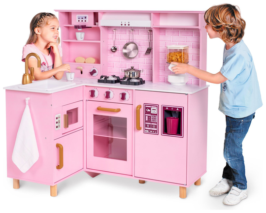 Chad Valley Wooden Kitchen with Breakfast Bar - Pink