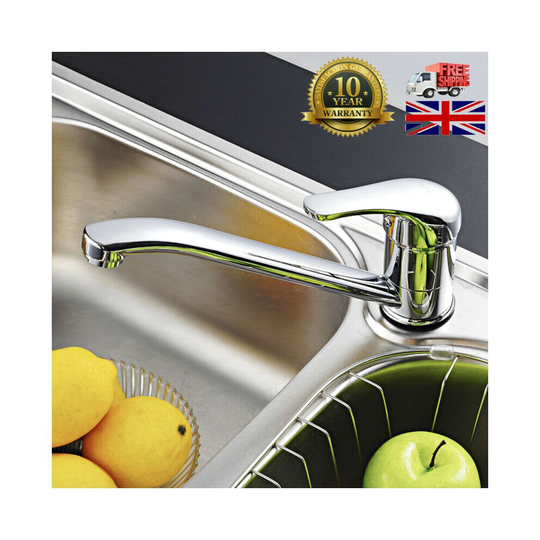 Chrome Kitchen Sink Mixer Tap Mono Bloc Single Lever Swivel Long