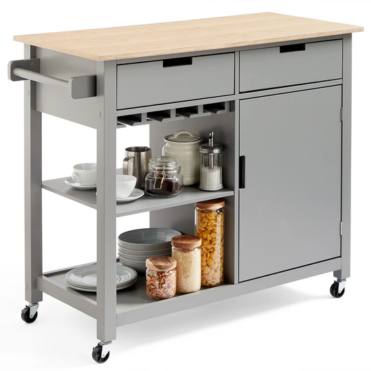 100 Cm Solid Wood Kitchen Trolley