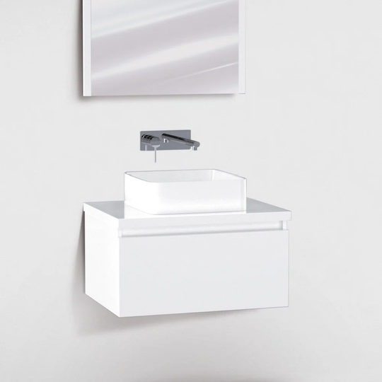 60Cm Wall Mounted Single Bathroom Vanity Base Only in White