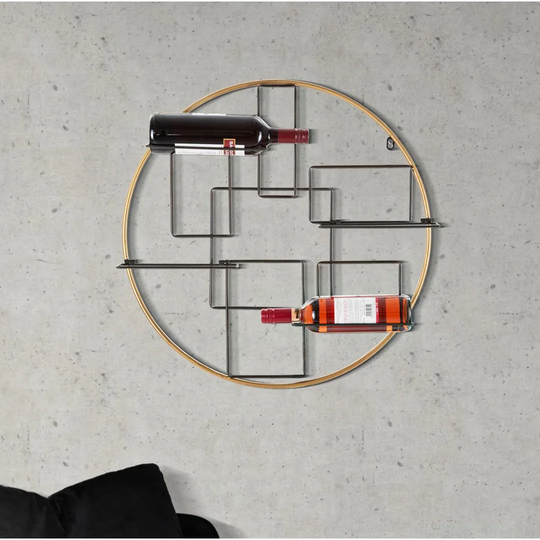 Nottle 4 Bottle Wall Mounted Wine Bottle Rack in Gold/Black