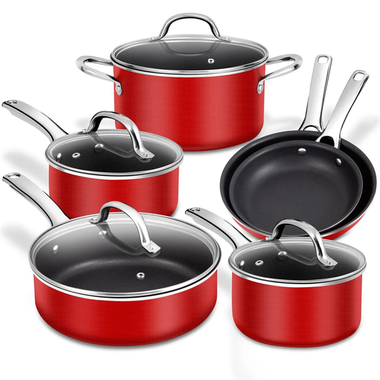 Belfry Kitchen Haings 10 Piece Aluminium Non Stick Cookware Set